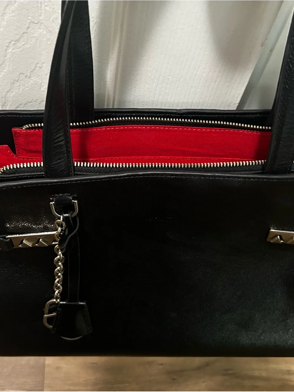 Schutz Black Leather Satchel Bag